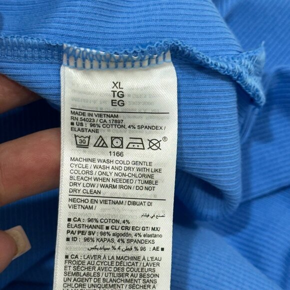 Old Navy Womens Blue Short Sleeve Fitted Midi Dress SZ XL Stretchy Comfort - Picture 3 of 13